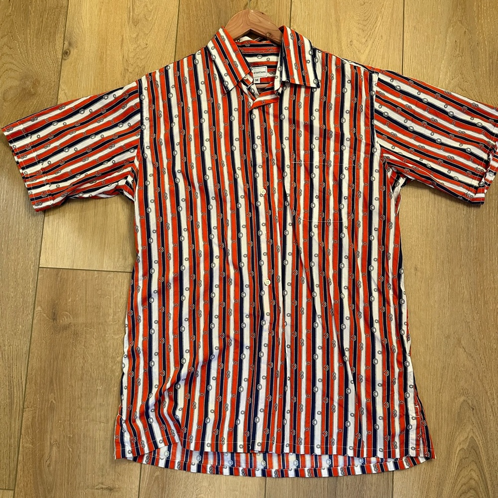 Maus & Hoffman Men’s Button Down Shirt – Medium –Made in USA Nautical Rope Print